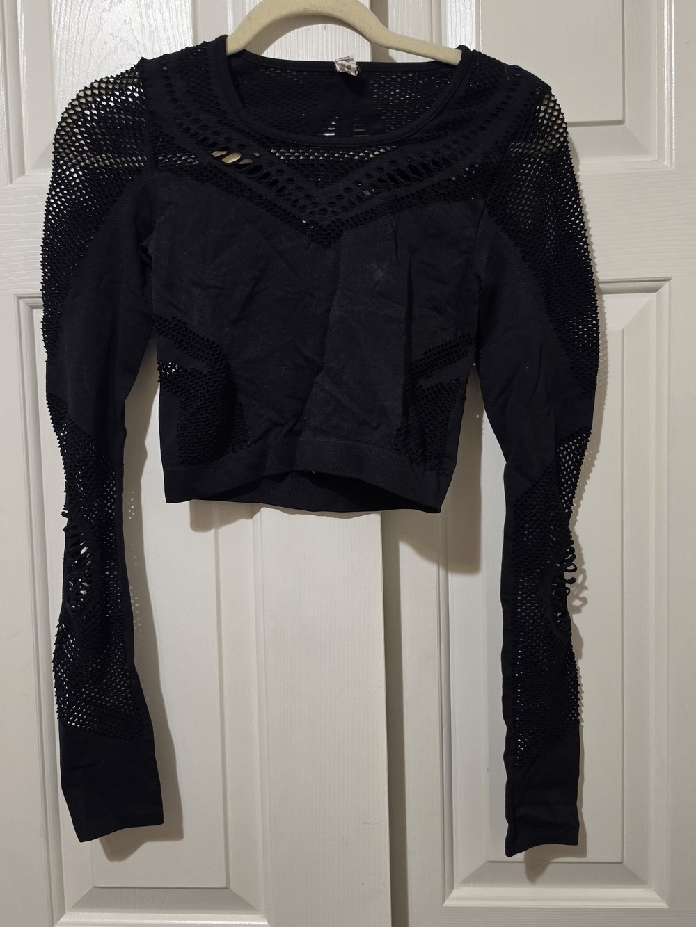 Alo Yoga Black Siren Cropped Long Sleeve Activewear Top size M